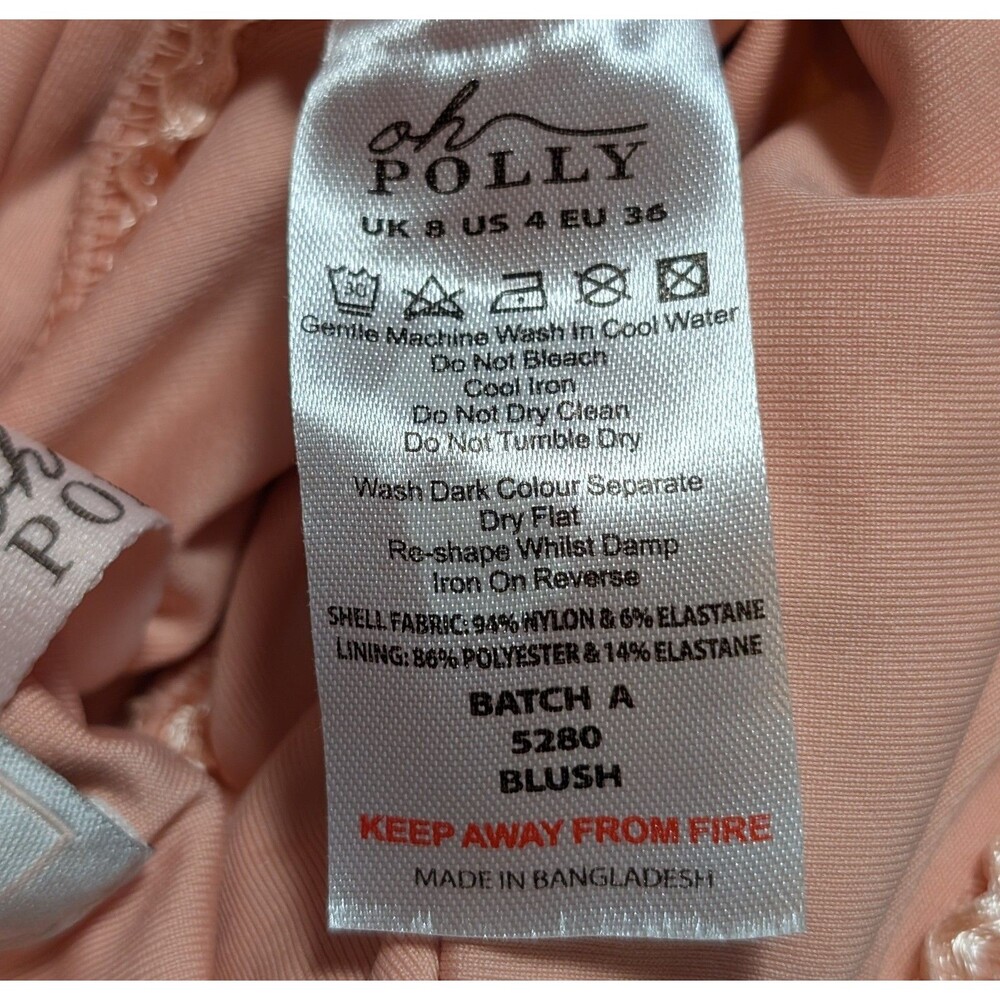 NWT Oh Polly Size 4 Mini Dress Blush Bodycon Stretch Night Out Clubbing Sexy - Picture 8 of 11